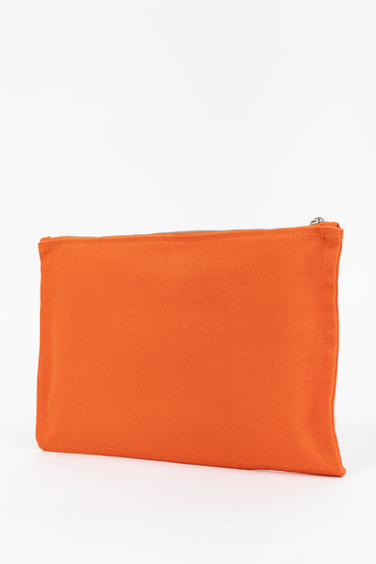 Hermes Flat Yachting GM Orange Logo Toile Pouch