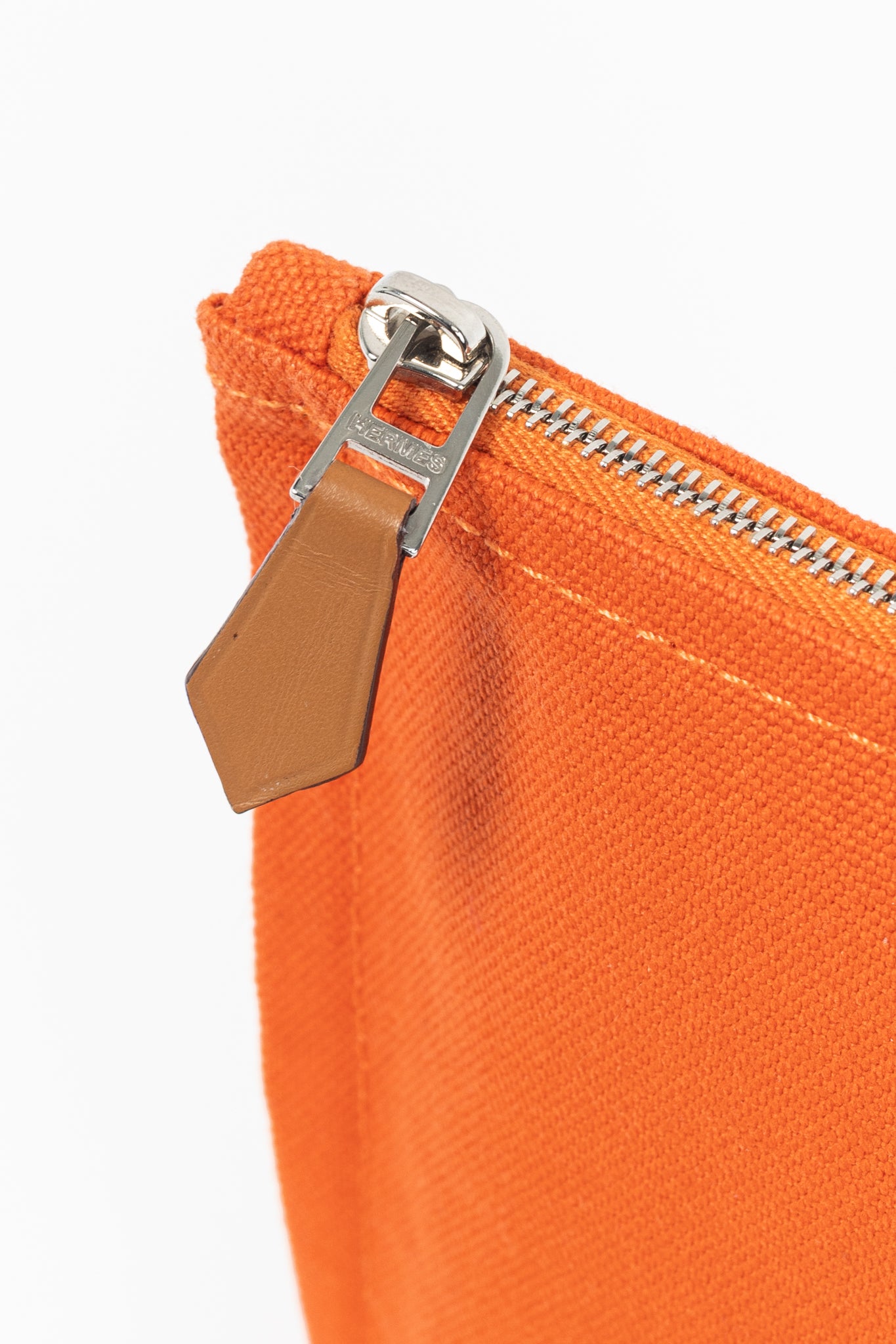 Hermes Flat Yachting GM Orange Logo Toile Pouch