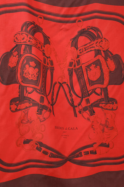 Hermes Brides de Gala 90 Red Dip-Dye Silk Scarf