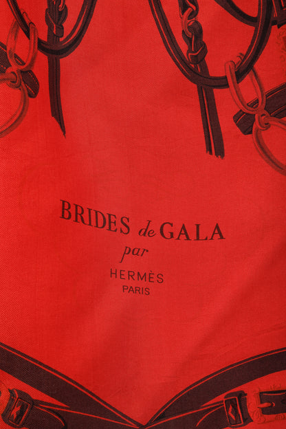 Hermes Brides de Gala 90 Red Dip-Dye Silk Scarf