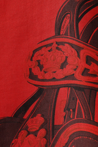 Hermes Brides de Gala 90 Red Dip-Dye Silk Scarf