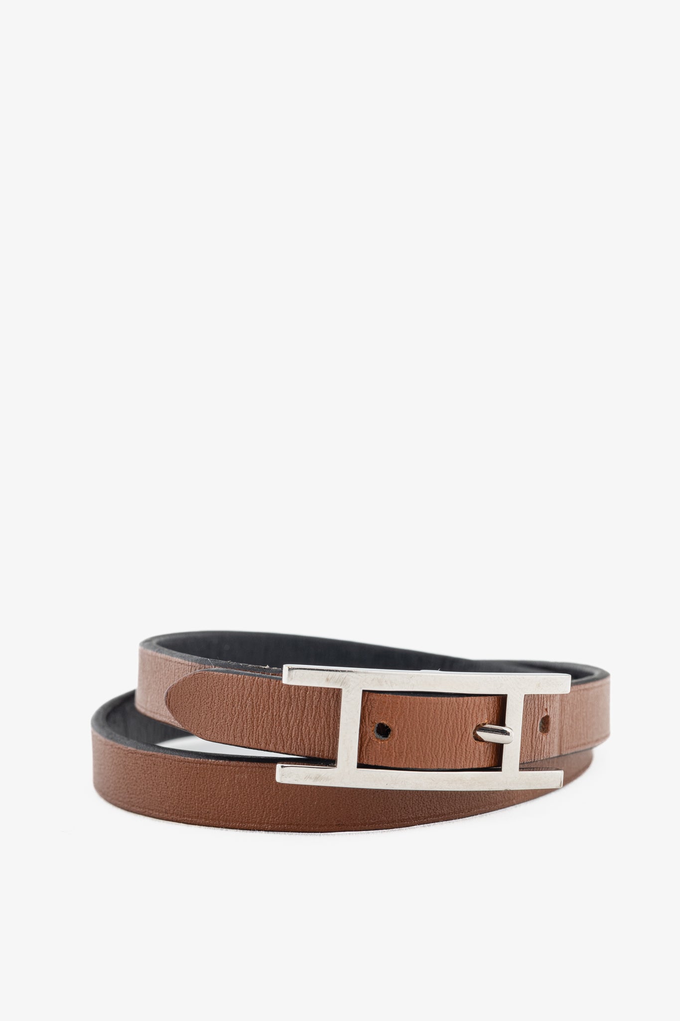 Hermes Behapi Double Tour Noir & Fauve Chamonix & Tadelakt Bracelet