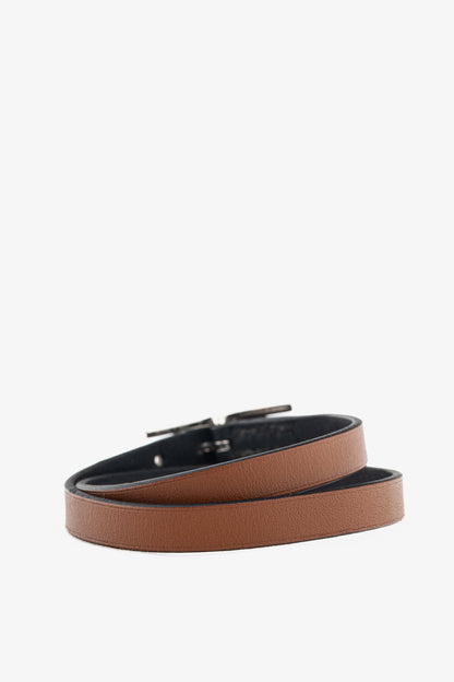 Hermes Behapi Double Tour Noir & Fauve Chamonix & Tadelakt Bracelet