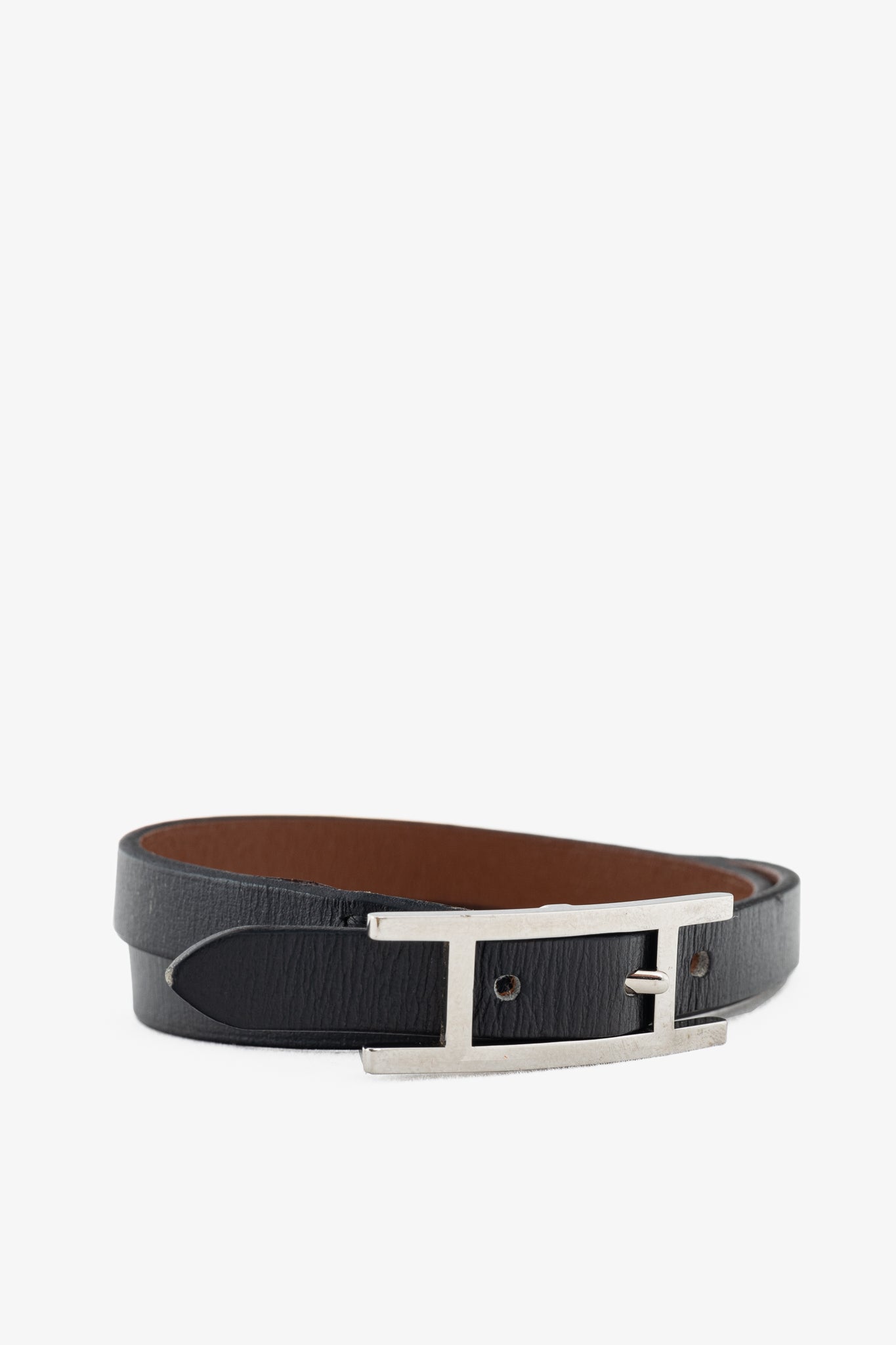 Hermes Behapi Double Tour Noir & Fauve Chamonix & Tadelakt Bracelet