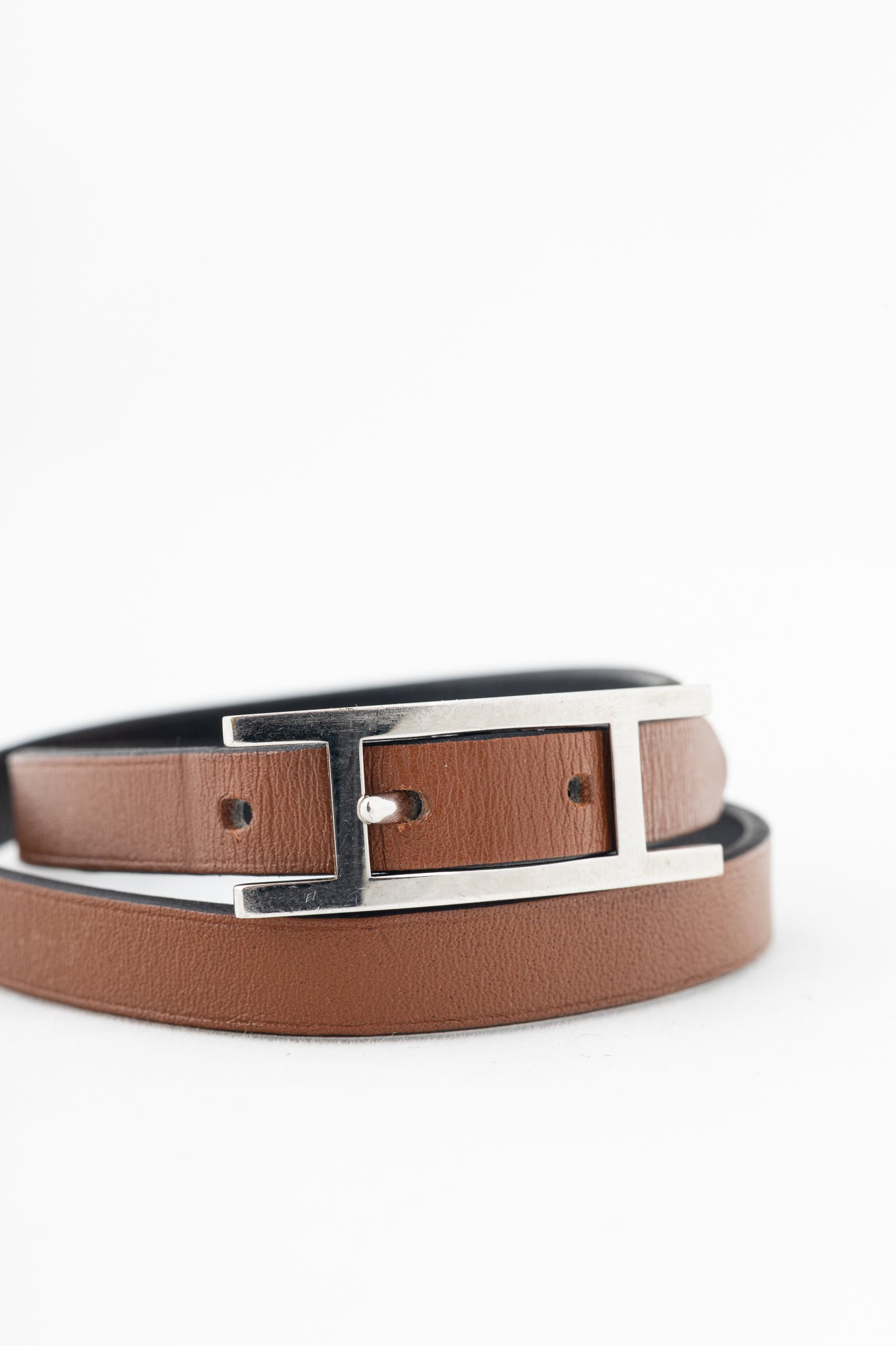 Hermes Behapi Double Tour Noir & Fauve Chamonix & Tadelakt Bracelet
