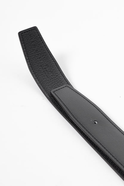 Hermes Noir/Noir Reversible Box 135 & Togo Leather Belt w/ Rose Gold-Plated Brass H Buckle