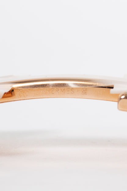 Hermes Noir/Noir Reversible Box 135 & Togo Leather Belt w/ Rose Gold-Plated Brass H Buckle