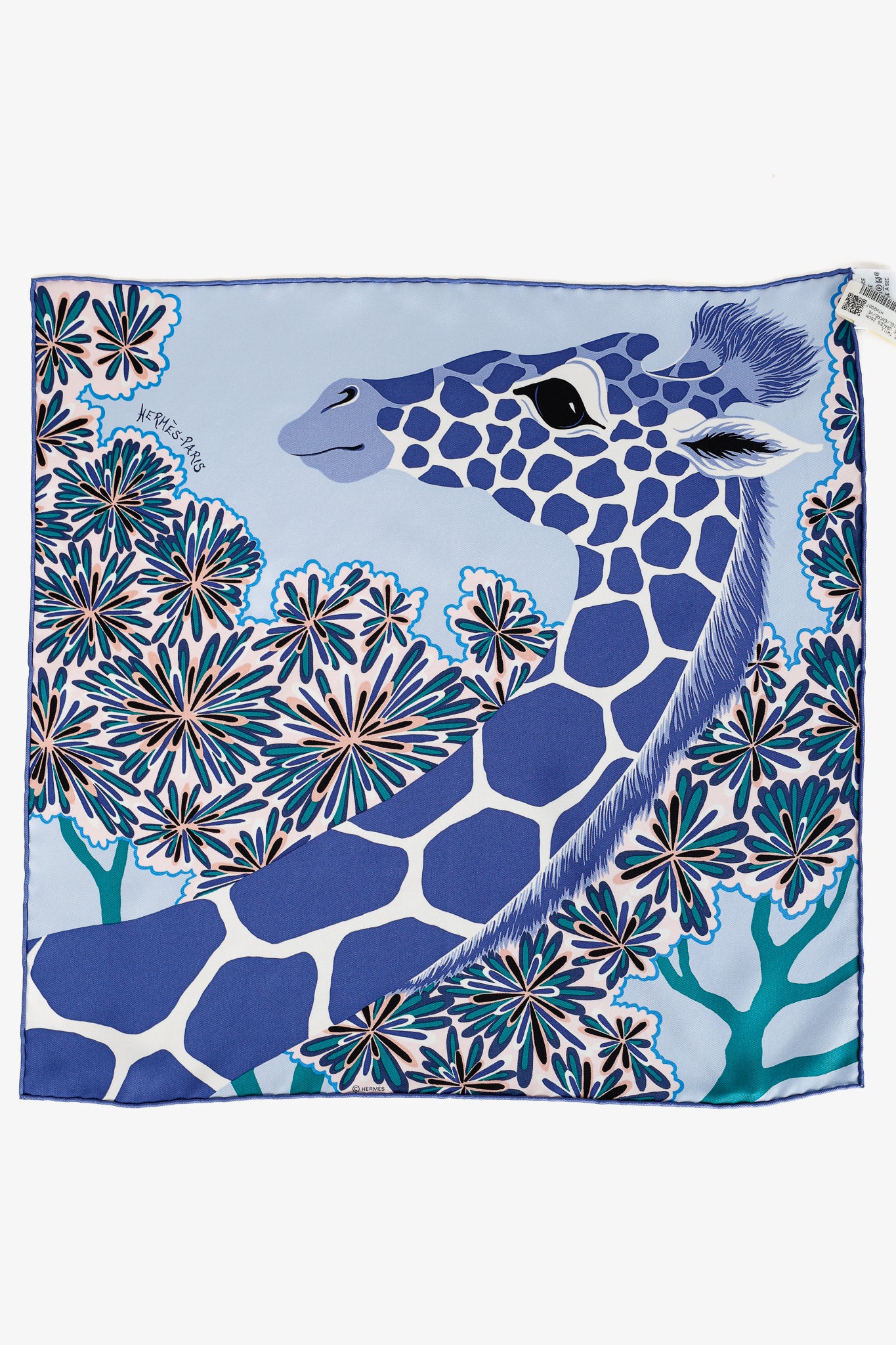 Hermes Silk The Three Graces Zoom Scarf in 45 Bleu Ciel Encre Vert