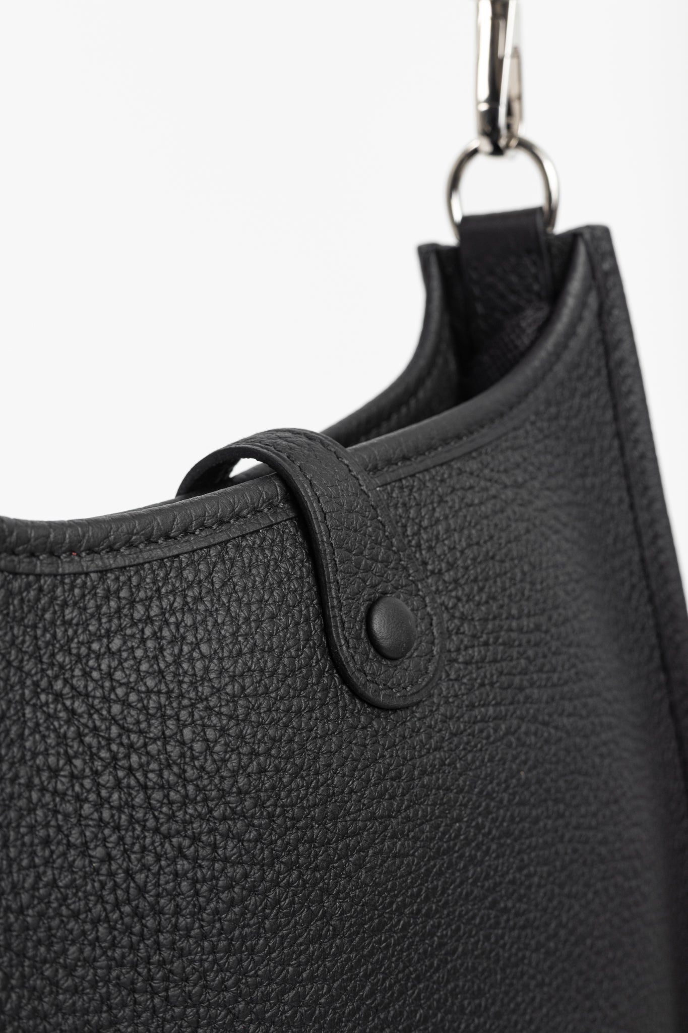 Hermes Evelyne TPM Noir Taurillon Clemence Leather Shoulder Bag