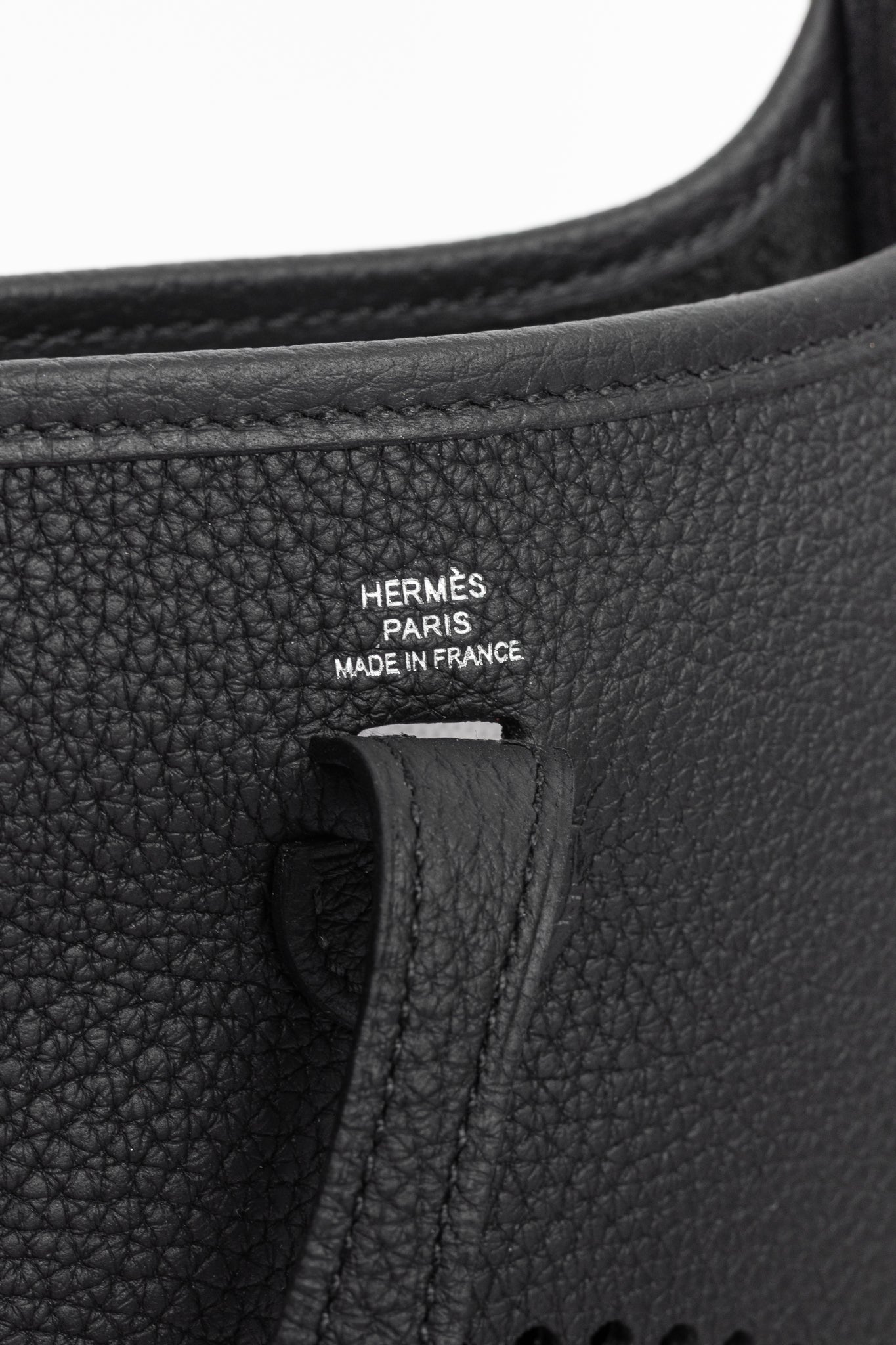 Hermes Evelyne TPM Noir Taurillon Clemence Leather Shoulder Bag