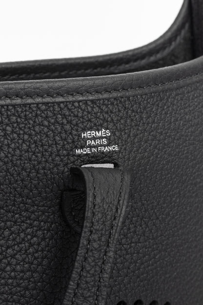 Hermes Evelyne TPM Noir Taurillon Clemence Leather Shoulder Bag