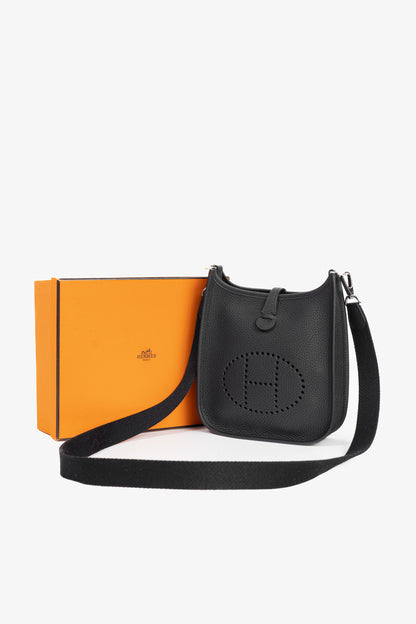 Hermes Evelyne TPM Noir Taurillon Clemence Leather Shoulder Bag