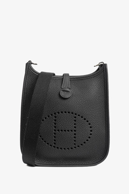 Hermes Evelyne TPM Noir Taurillon Clemence Leather Shoulder Bag