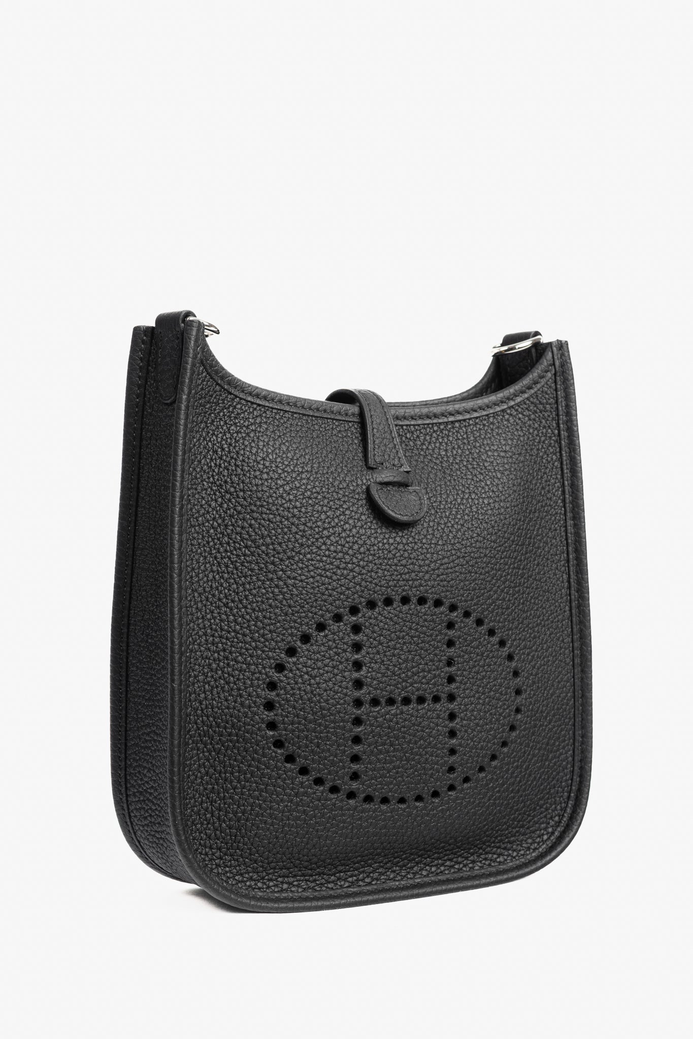 Hermes Evelyne TPM Noir Taurillon Clemence Leather Shoulder Bag