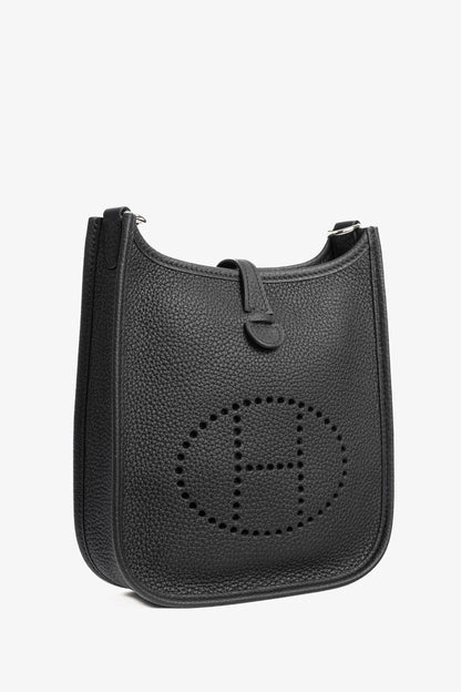 Hermes Evelyne TPM Noir Taurillon Clemence Leather Shoulder Bag