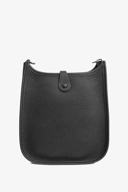 Hermes Evelyne TPM Noir Taurillon Clemence Leather Shoulder Bag