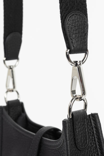 Hermes Evelyne TPM Noir Taurillon Clemence Leather Shoulder Bag