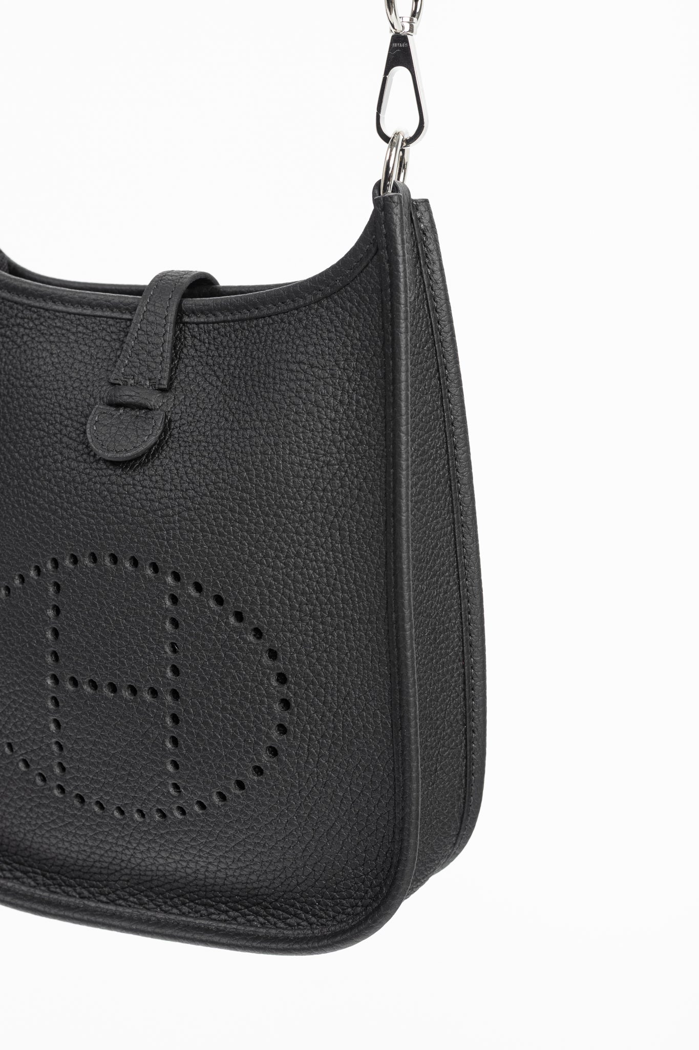 Hermes Evelyne TPM Noir Taurillon Clemence Leather Shoulder Bag