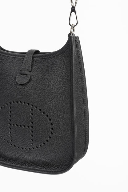 Hermes Evelyne TPM Noir Taurillon Clemence Leather Shoulder Bag