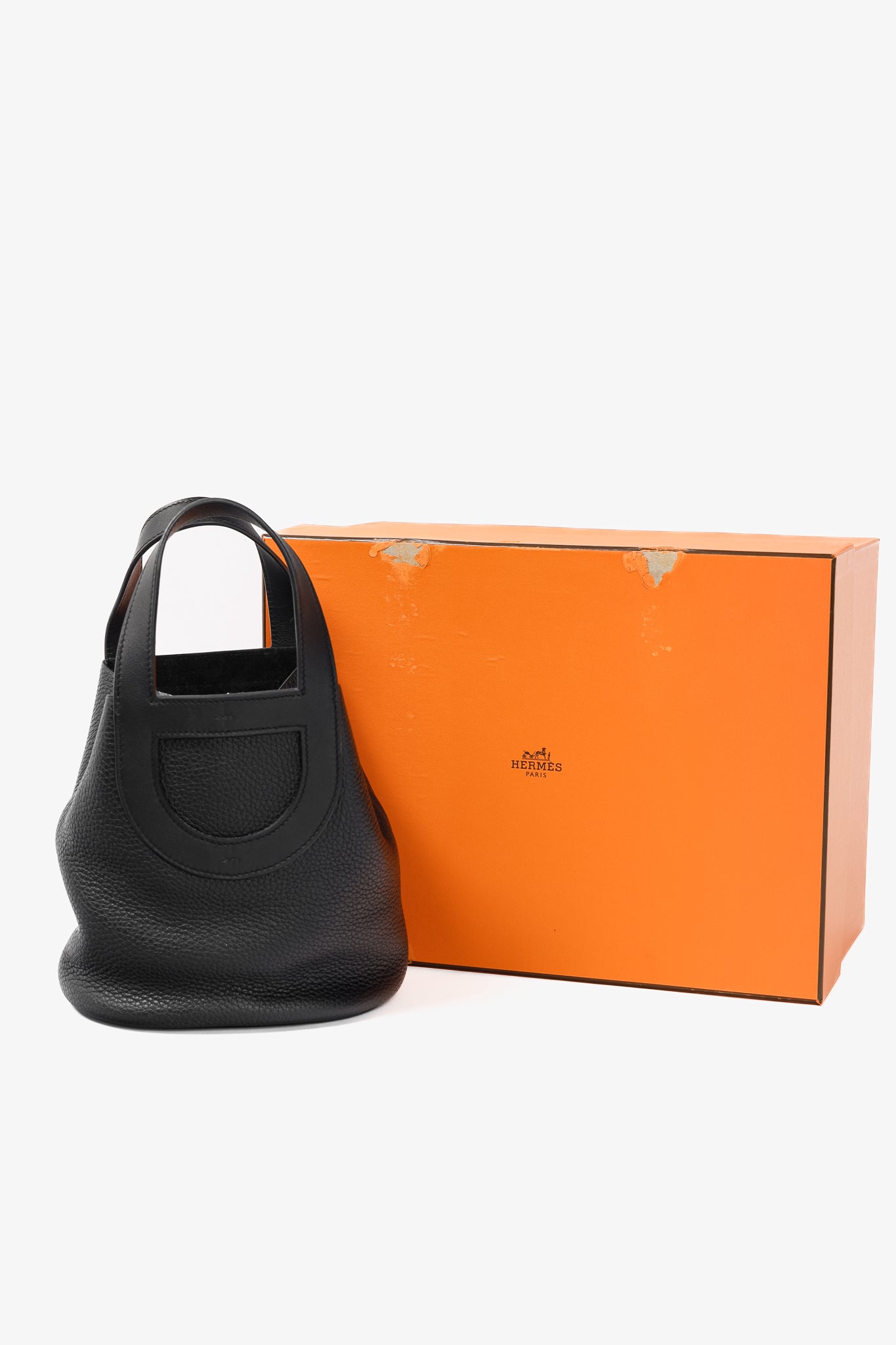 Hermes In-the-Loop 18 Noir Taurillon Clemence & Swift Calfskin Tote