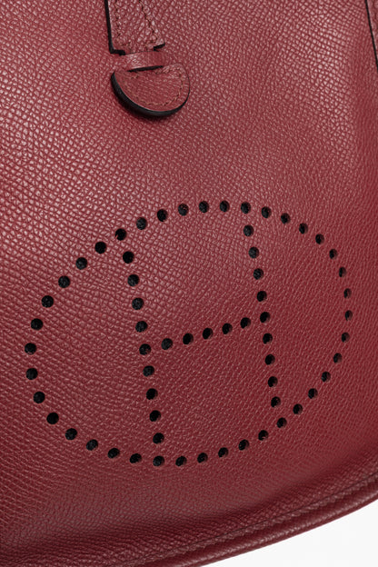 Hermes Evelyne TPM Rouge Grenat Taurillon Clemence Leather Shoulder Bag