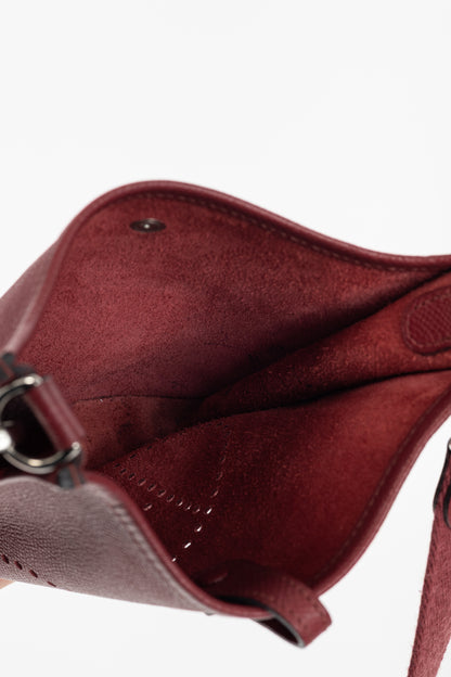 Hermes Evelyne TPM Rouge Grenat Taurillon Clemence Leather Shoulder Bag