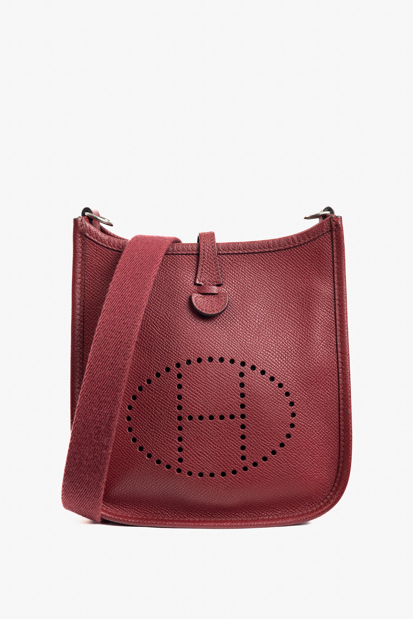 Hermes Evelyne TPM Rouge Grenat Taurillon Clemence Leather Shoulder Bag