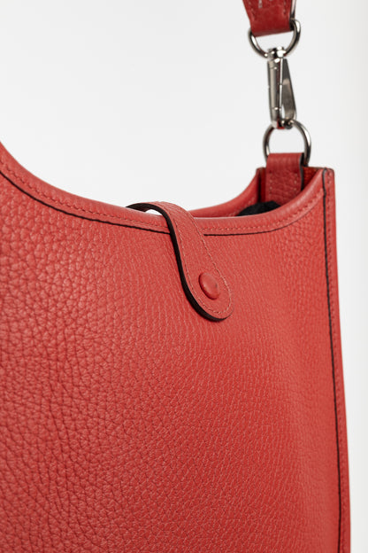 Hermes Evelyne TPM Rouge Pavoine Taurillon Clemence Leather Shoulder Bag