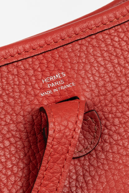 Hermes Evelyne TPM Rouge Pavoine Taurillon Clemence Leather Shoulder Bag