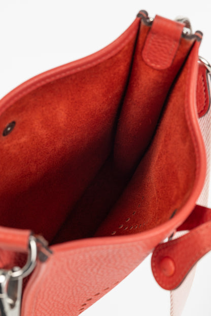 Hermes Evelyne TPM Rouge Pavoine Taurillon Clemence Leather Shoulder Bag