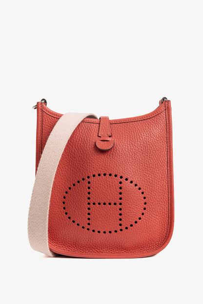 Hermes Evelyne TPM Rouge Pavoine Taurillon Clemence Leather Shoulder Bag