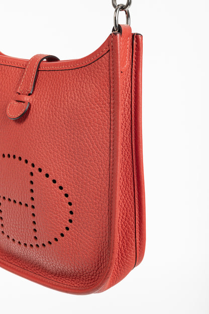 Hermes Evelyne TPM Rouge Pavoine Taurillon Clemence Leather Shoulder Bag