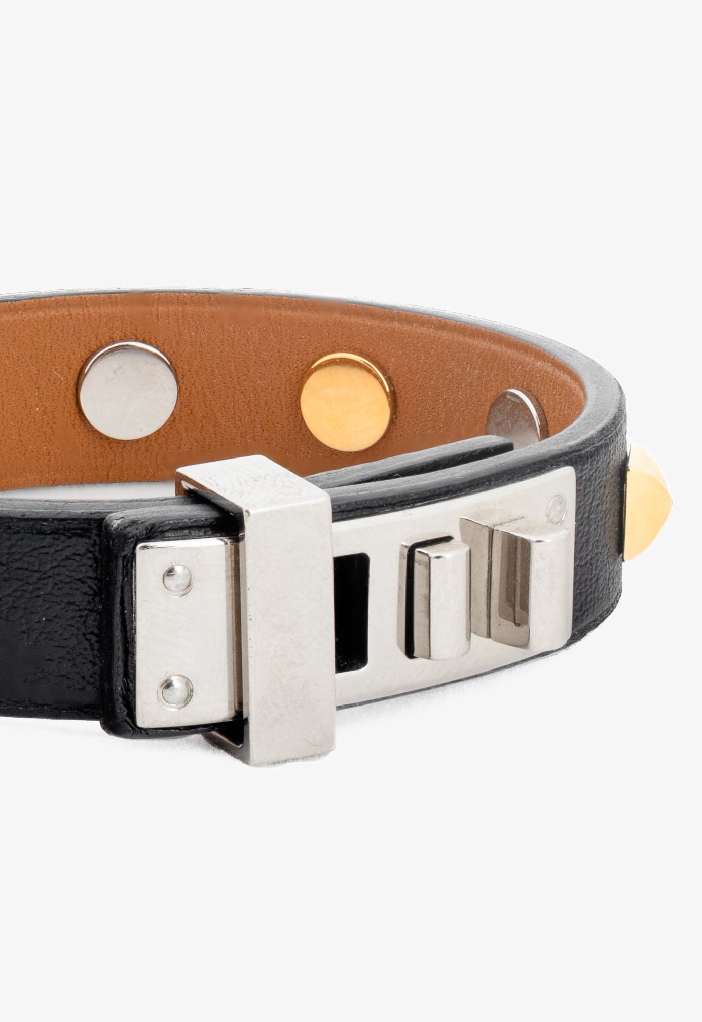 Hermes Mini Dog Clous Carres Black Swift Studded Bracelet