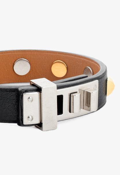 Hermes Mini Dog Clous Carres Black Swift Studded Bracelet