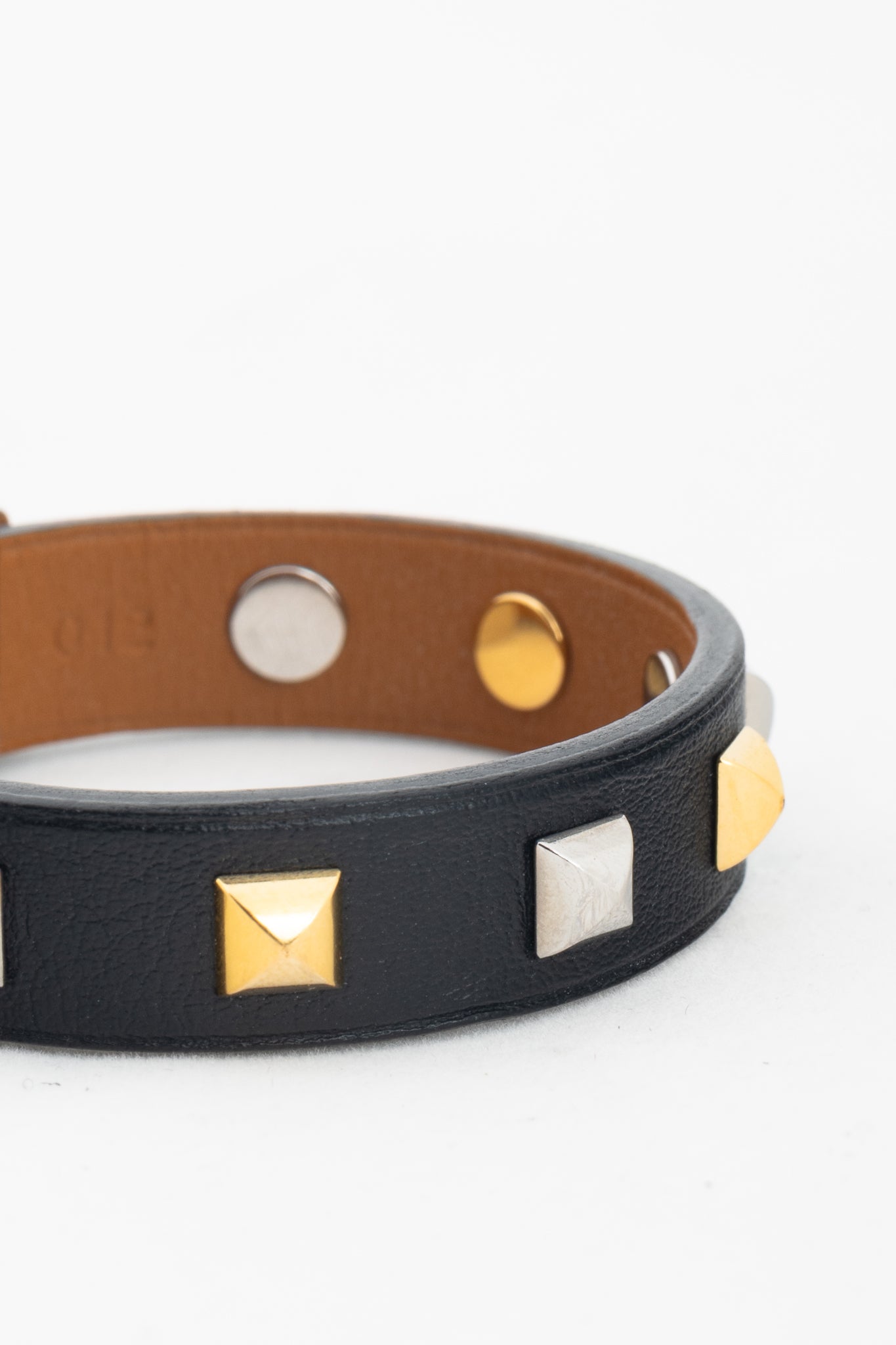 Hermes Mini Dog Clous Carres Black Swift Studded Bracelet