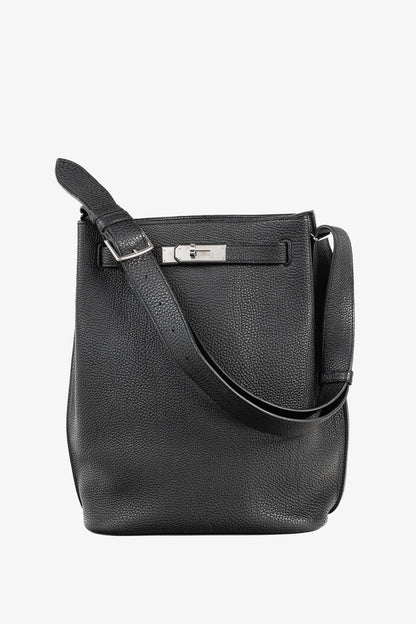 Hermes So Kelly 22 Black Togo Leather Shoulder Bag