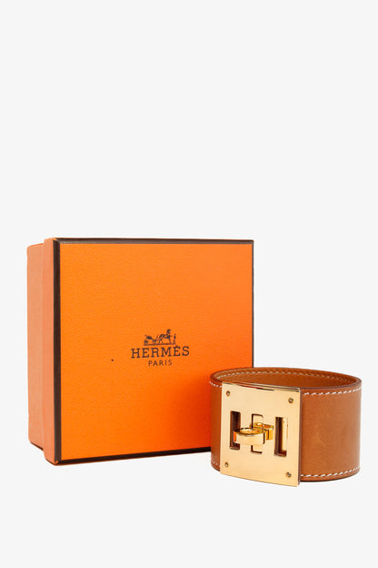 Hermes Kelly Dog Fauve Barenia Leather Bracelet