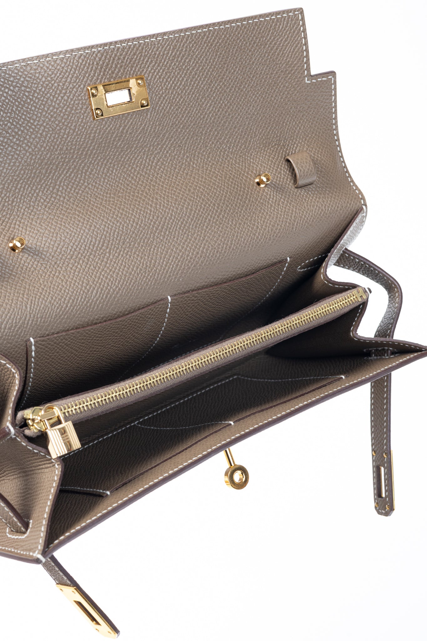 Hermes Kelly To Go Etoupe Epsom Leather GHW Wallet