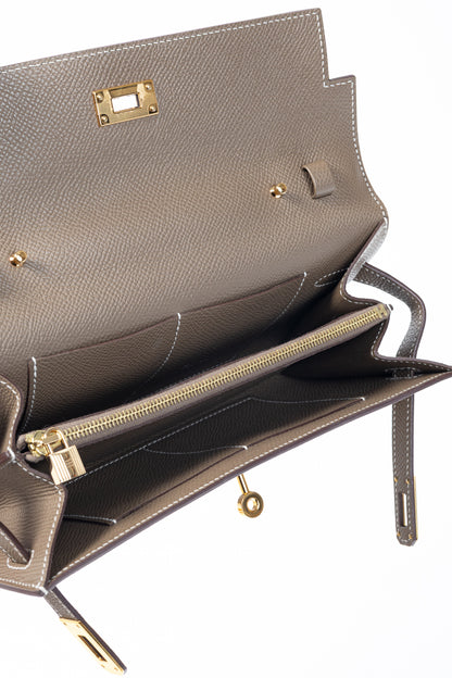 Hermes Kelly To Go Etoupe Epsom Leather GHW Wallet