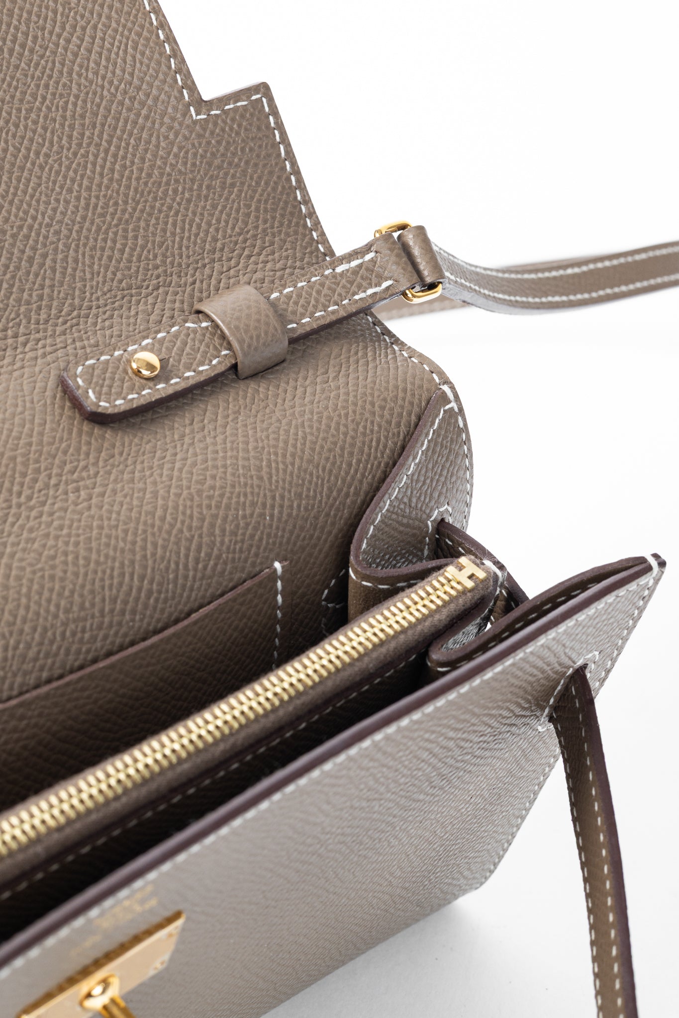 Hermes Kelly To Go Etoupe Epsom Leather GHW Wallet