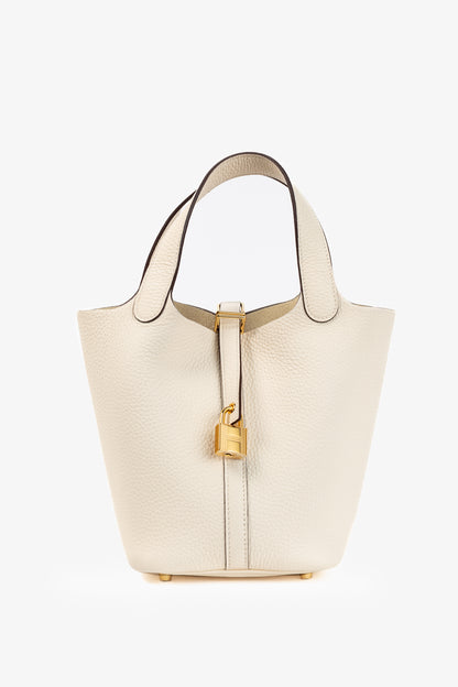 Hermes Picotin Lock 18 Nata Taurillon Clemence Leather Tote