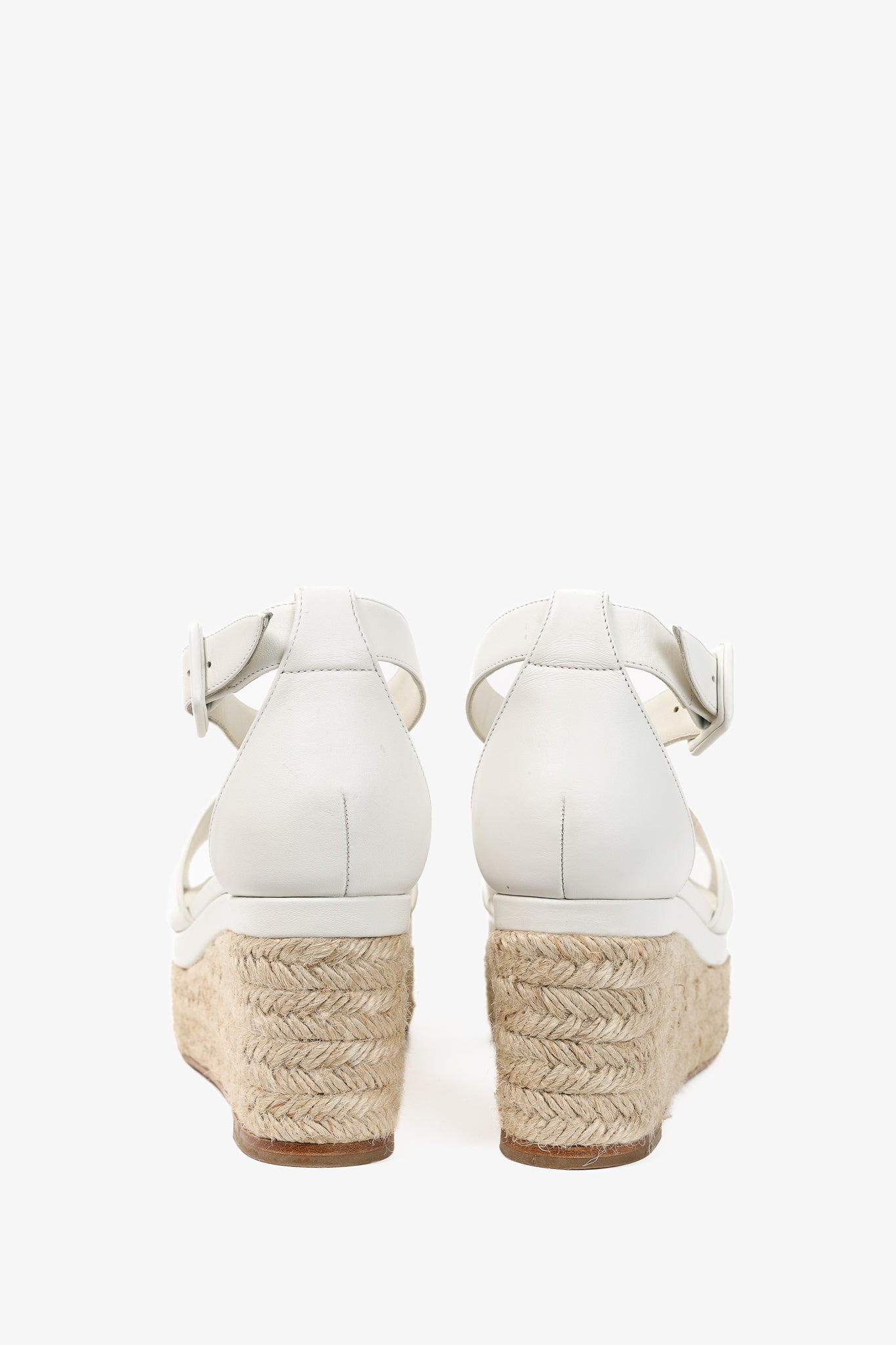 Hermes Elda White Goatskin Espadrille Wedge "H" Sandals