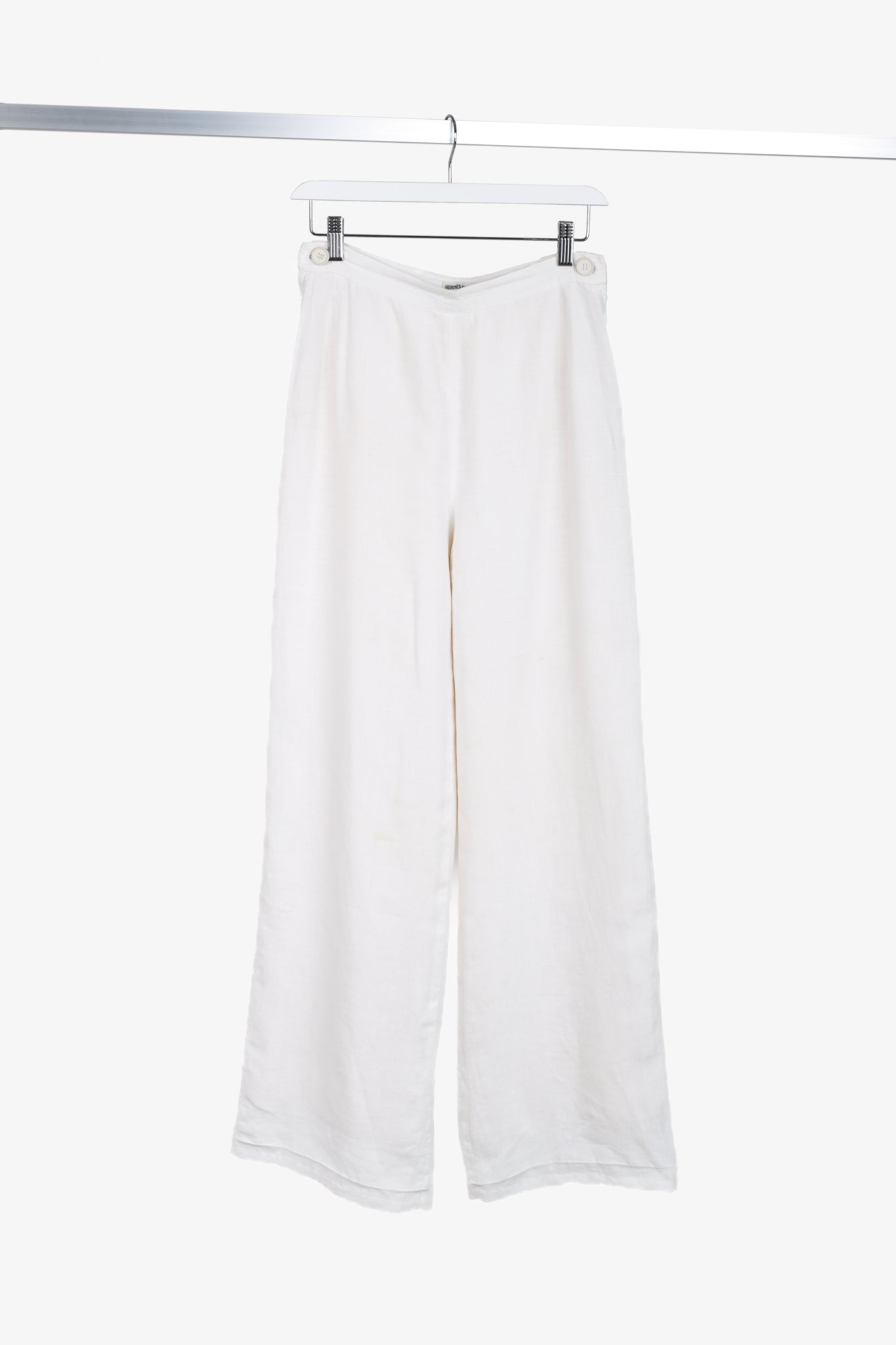 Hermes Vintage White Linen Sailor-Inspired Pant