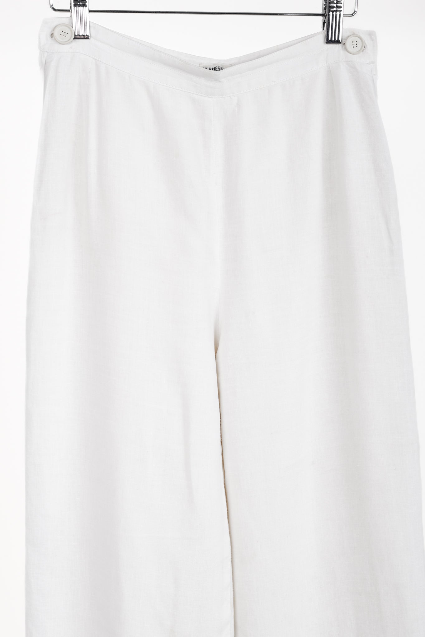 Hermes Vintage White Linen Sailor-Inspired Pant