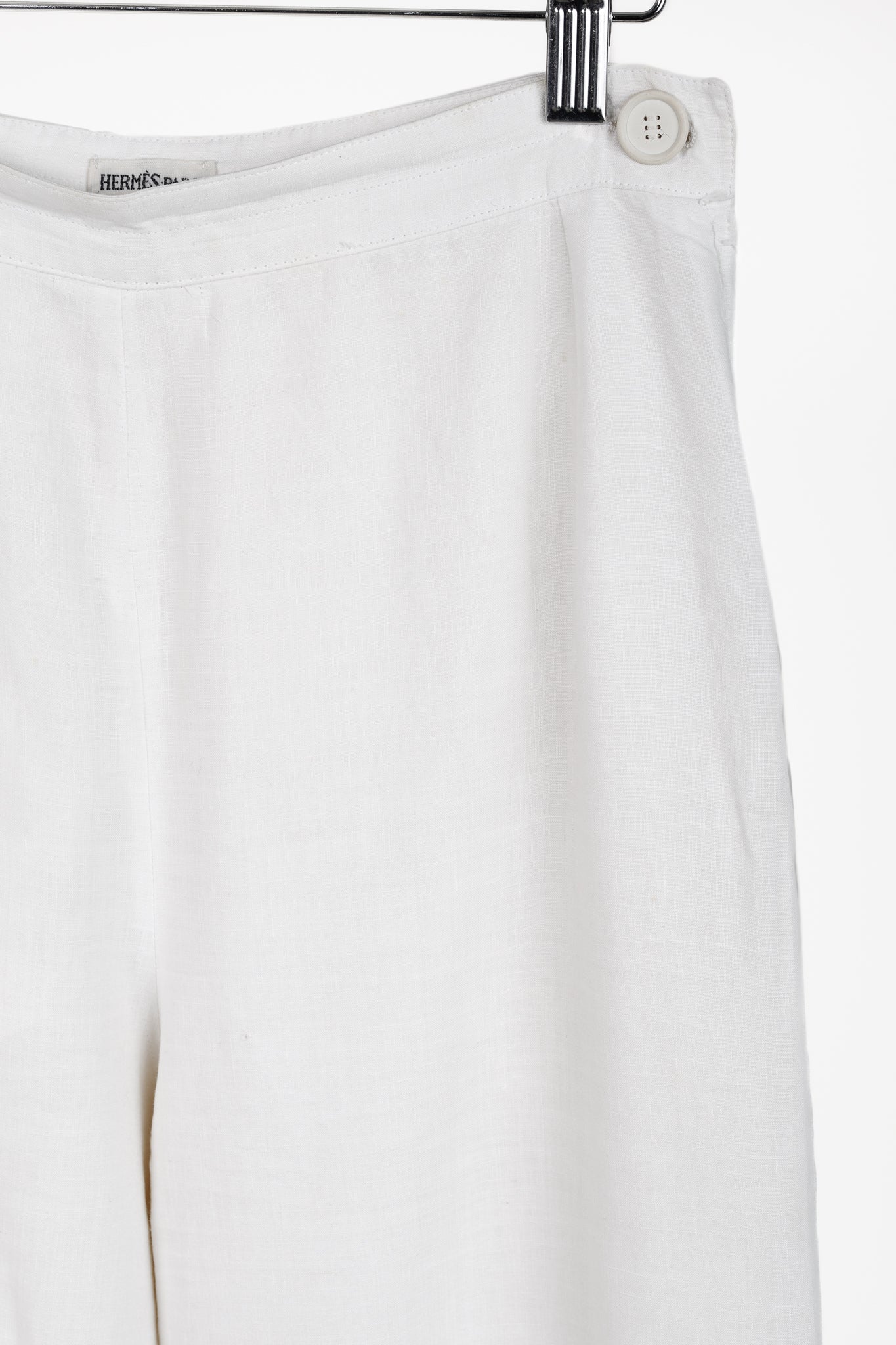Hermes Vintage White Linen Sailor-Inspired Pant