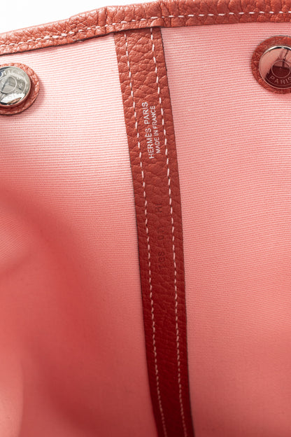 Hermes Garden Party 36 Sakura Toile Militaire & Rouge Duchesse Vache Country Tote