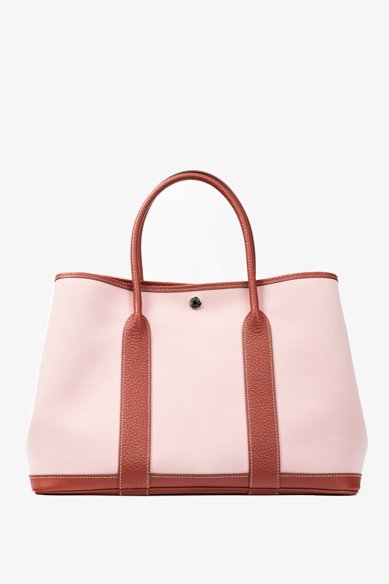 Hermes Garden Party 36 Sakura Toile Militaire & Rouge Duchesse Vache Country Tote