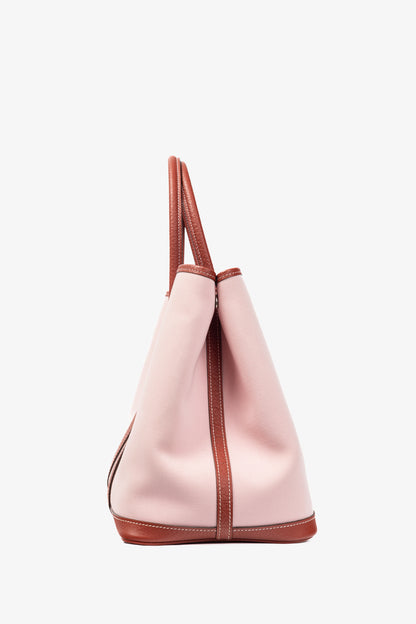 Hermes Garden Party 36 Sakura Toile Militaire & Rouge Duchesse Vache Country Tote