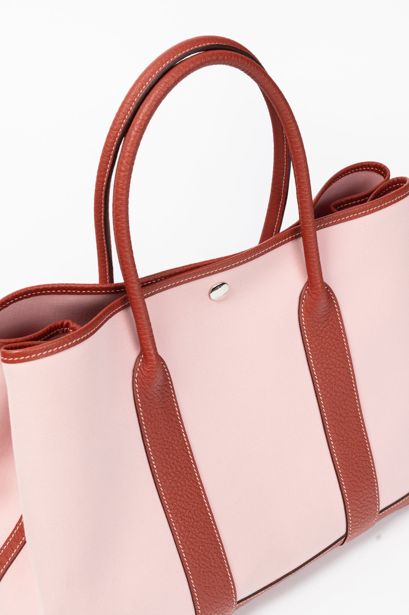 Hermes Garden Party 36 Sakura Toile Militaire & Rouge Duchesse Vache Country Tote