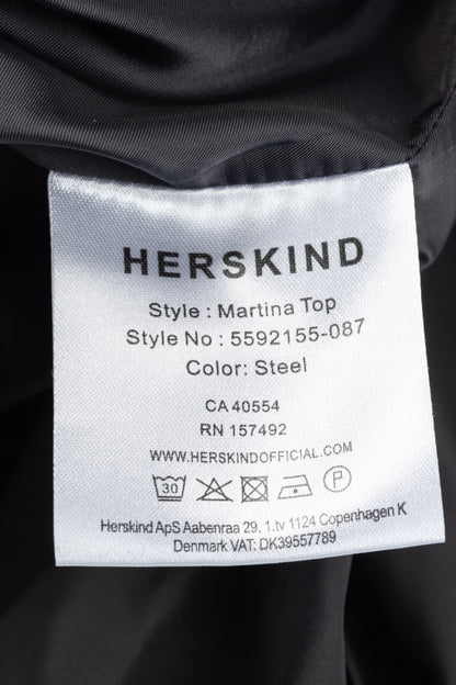 Herskind Martina Steel Satin Gathered Sleeveless Top